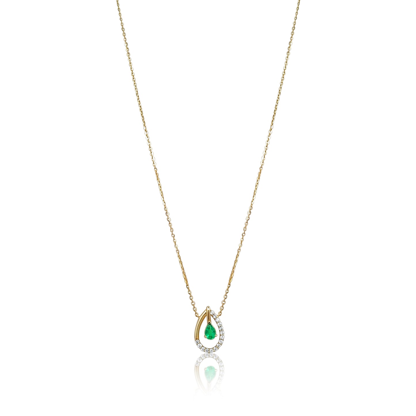 Diamond Emerald Tear Necklace