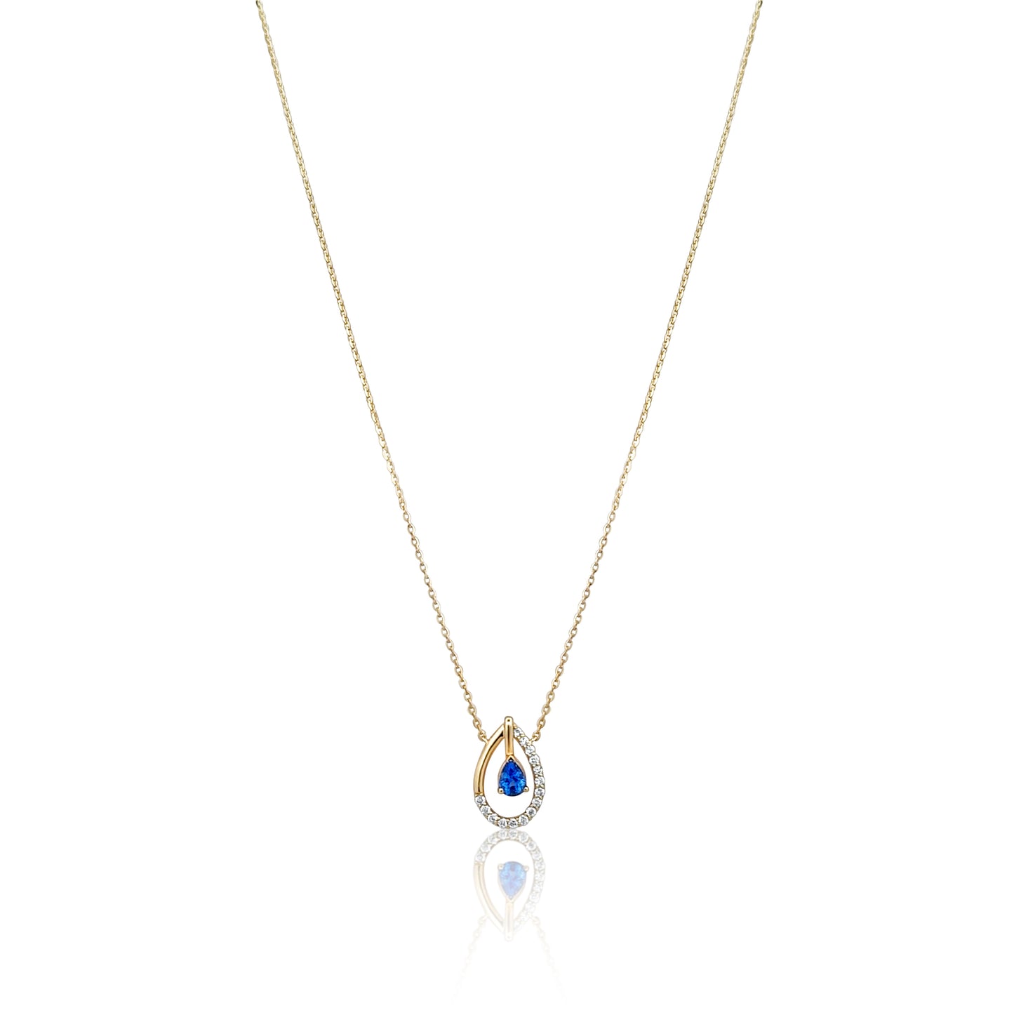 Diamond Sapphire Tear Necklace