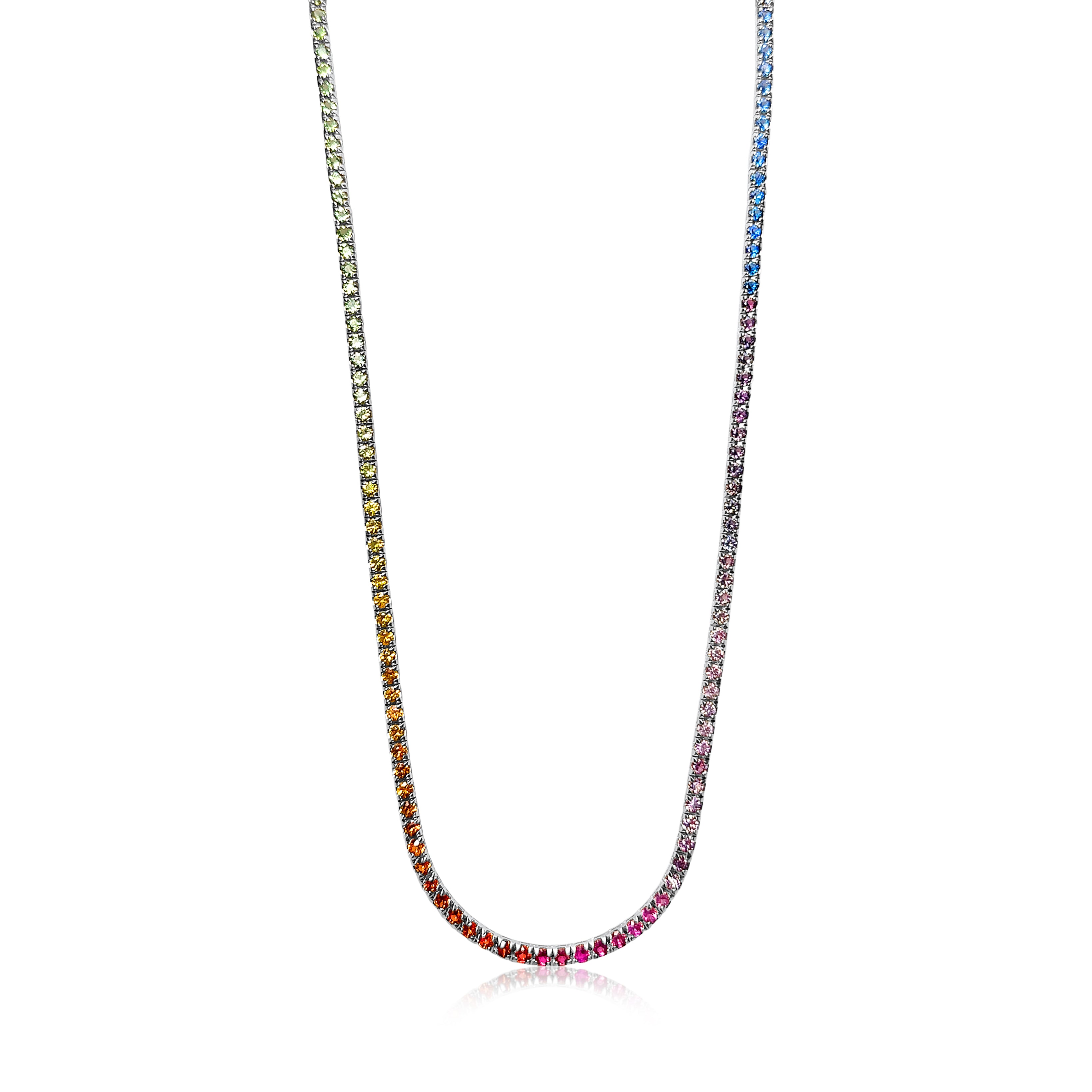 Rainbow Sapphire Tennis Necklace