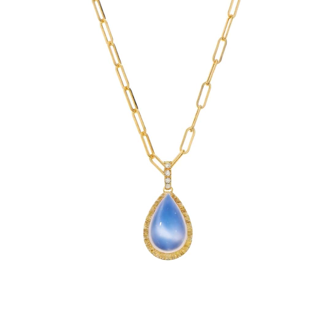Blue Moonstone Pendant Paperclip Necklace