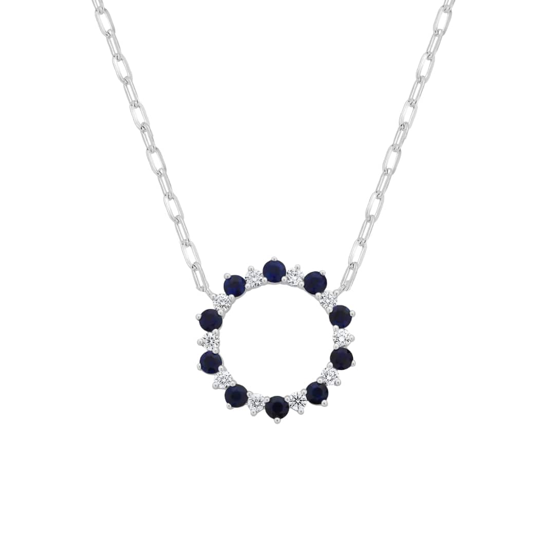 Sapphire and Diamond Circle Necklace