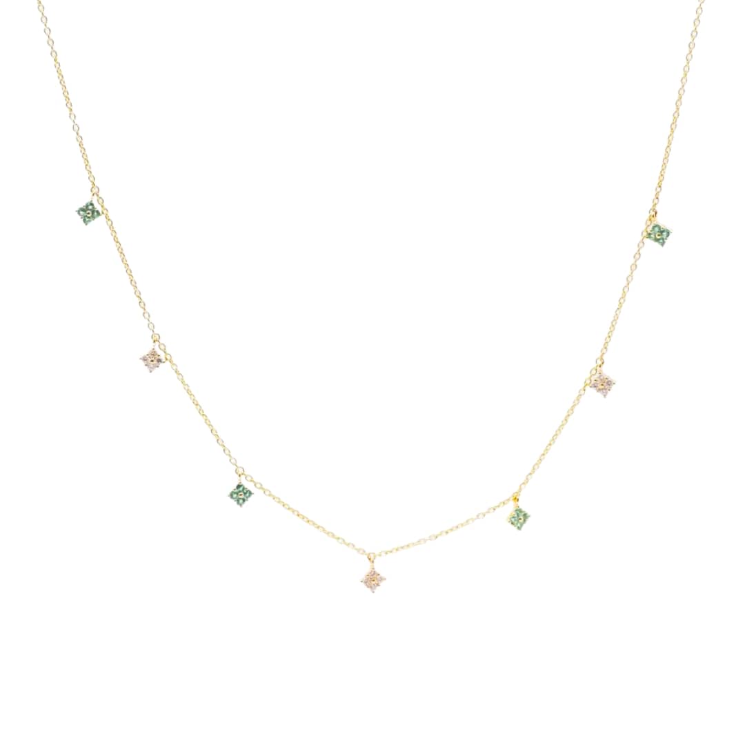 Dangling Emerald and Diamond Necklace