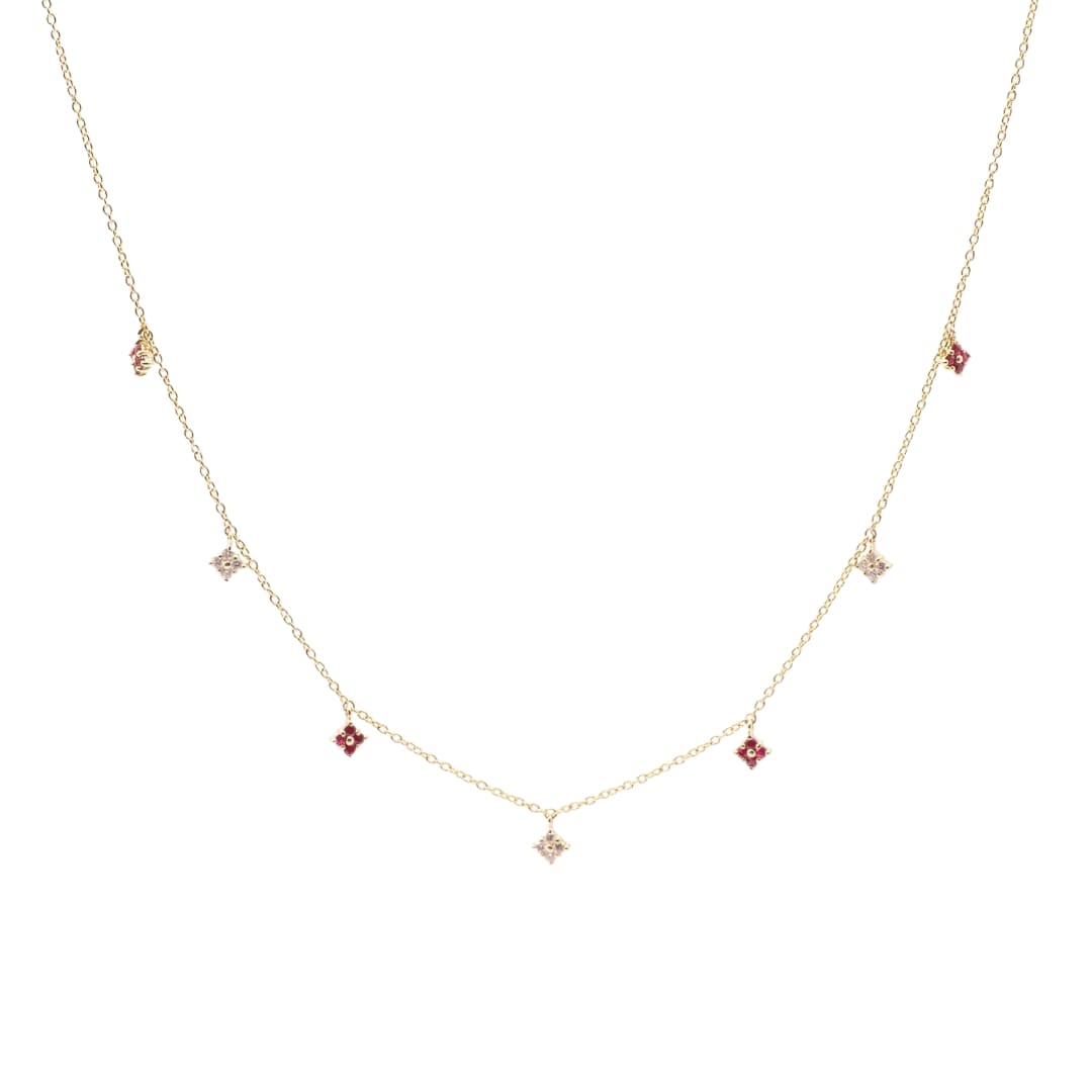 Dangling Ruby and Diamond Necklace