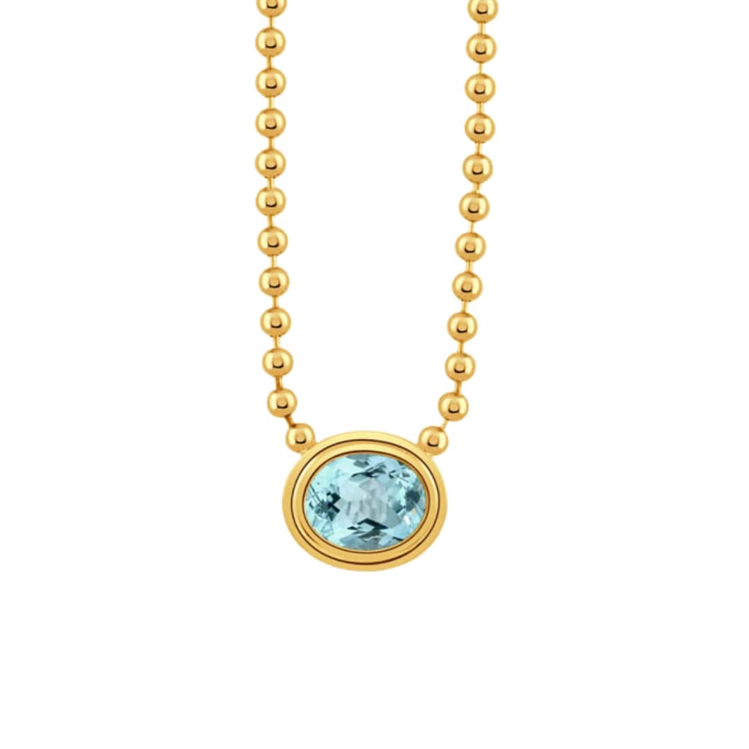 Oval Sky Blue Topaz Bezel Necklace