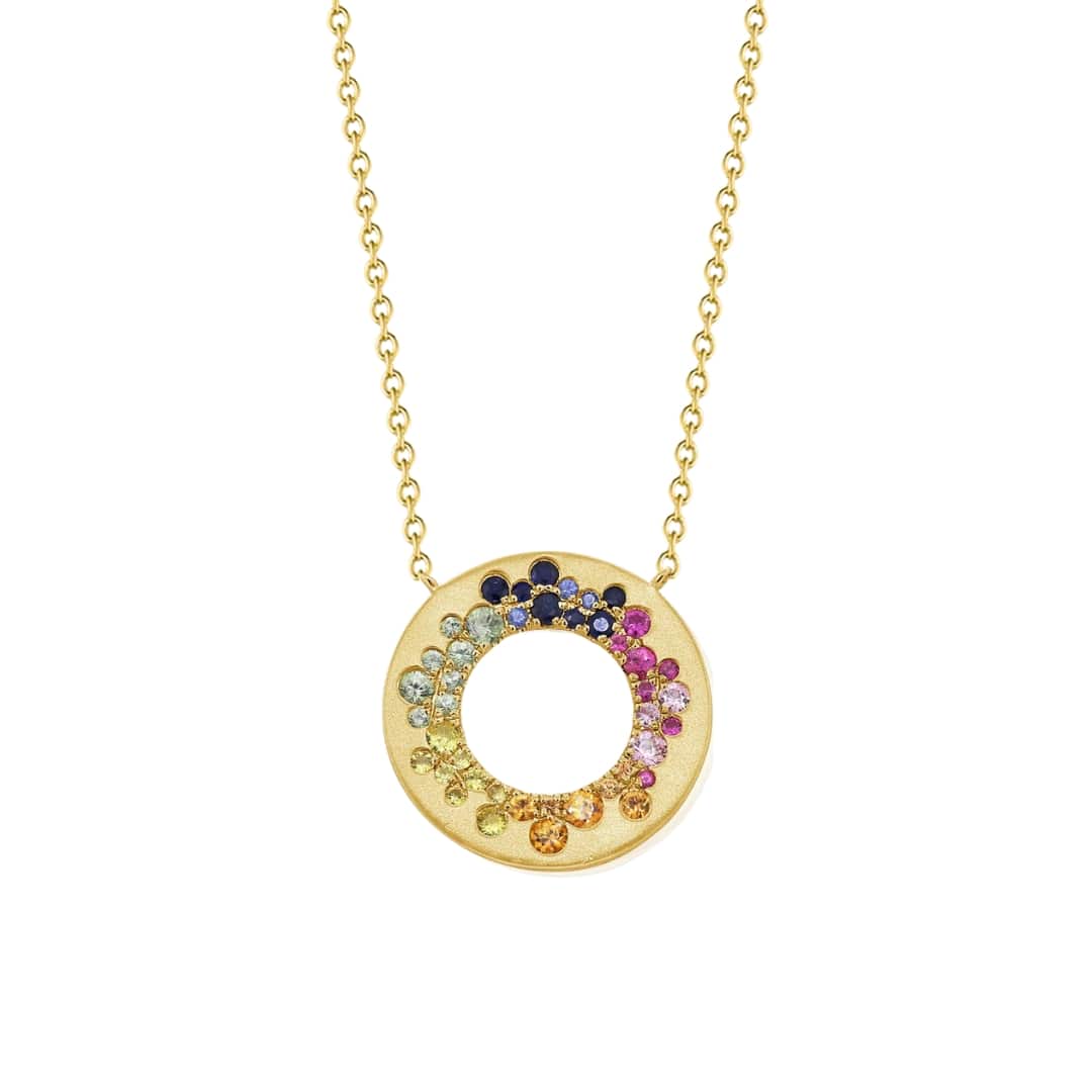 Fancy Sapphire Open Circle Necklace