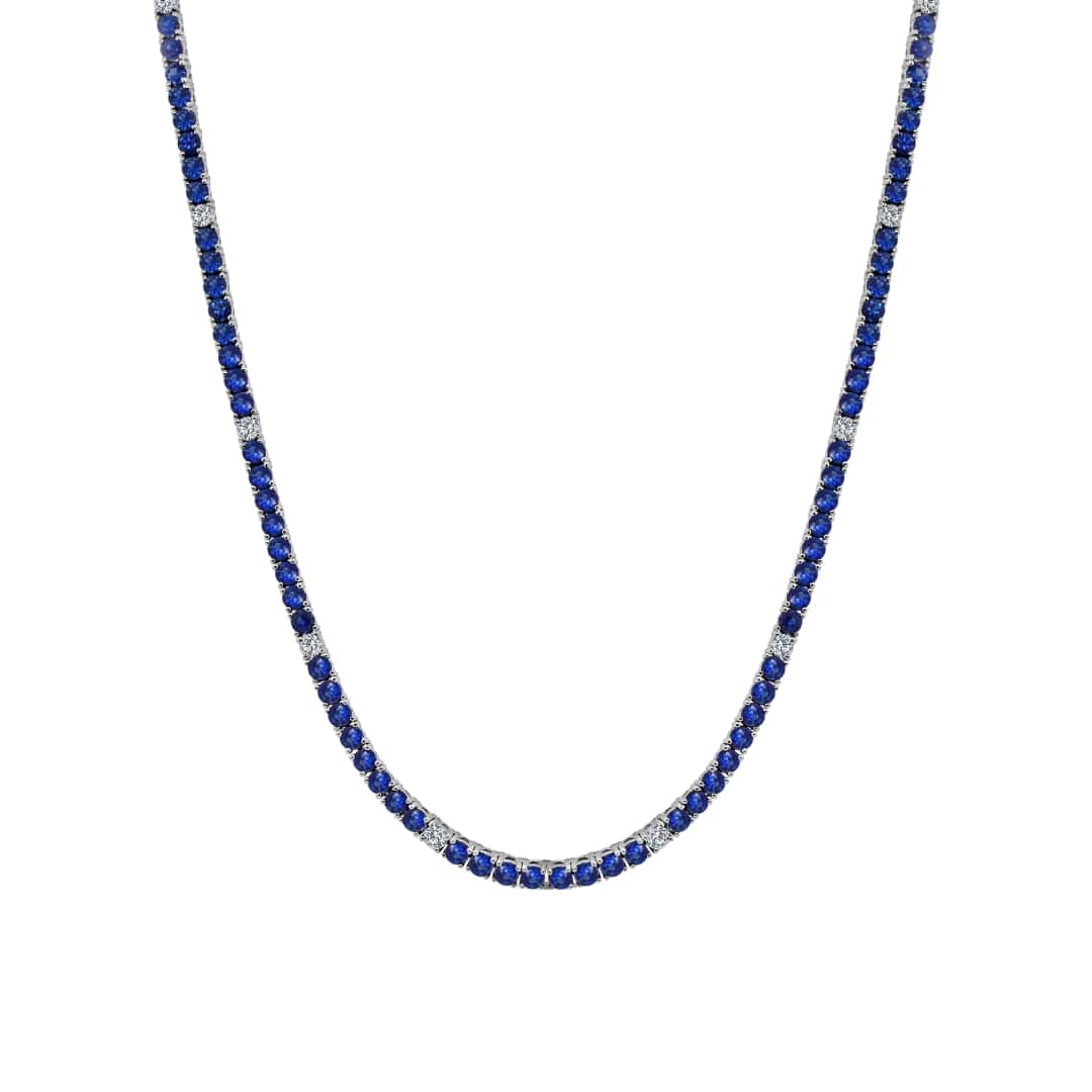 Sapphire and Diamond Tennis Necklace