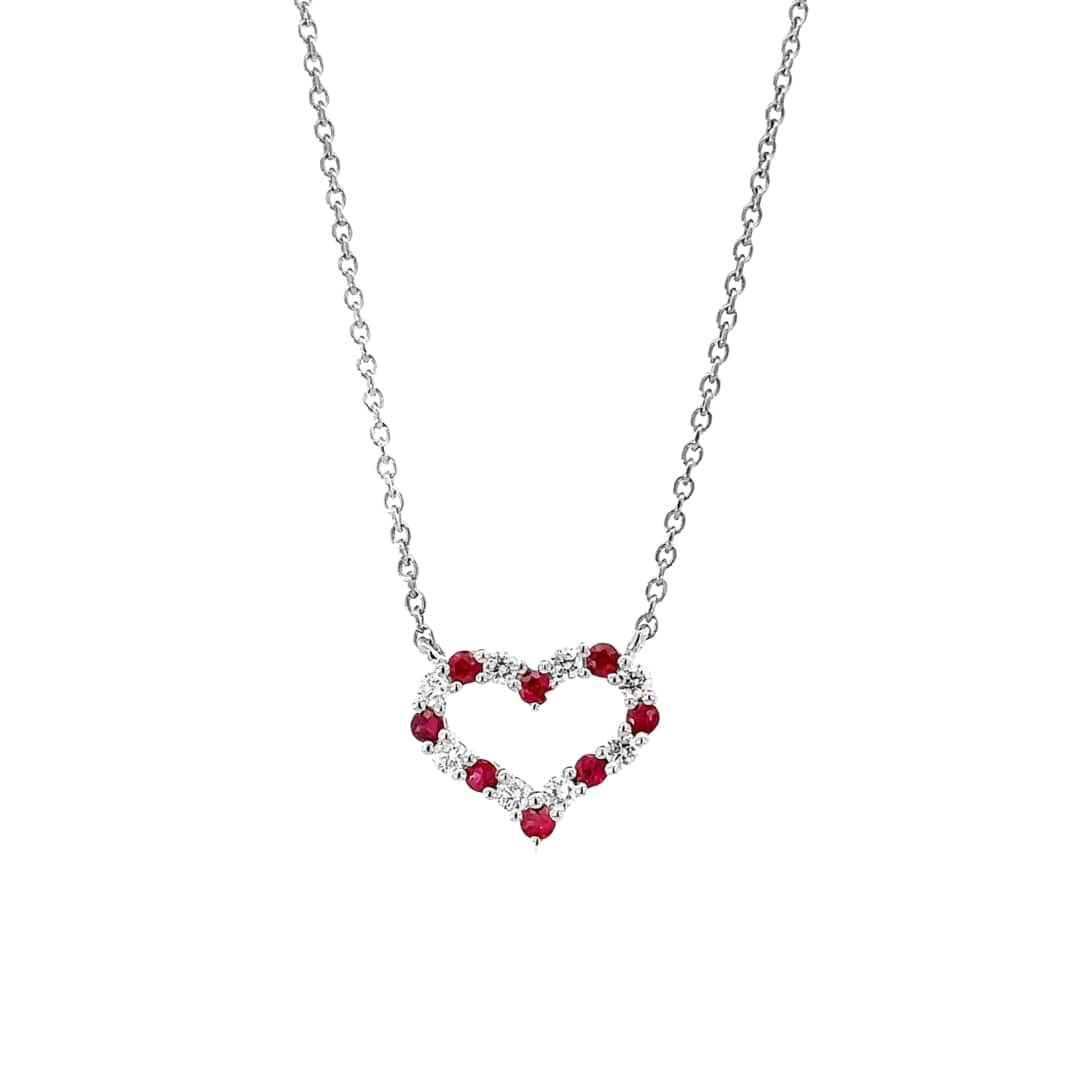 Diamond and Ruby Heart Necklace