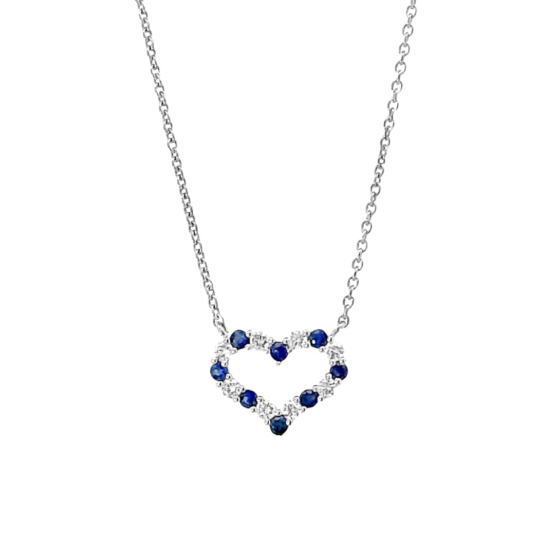 Diamond and Sapphire Heart Necklace