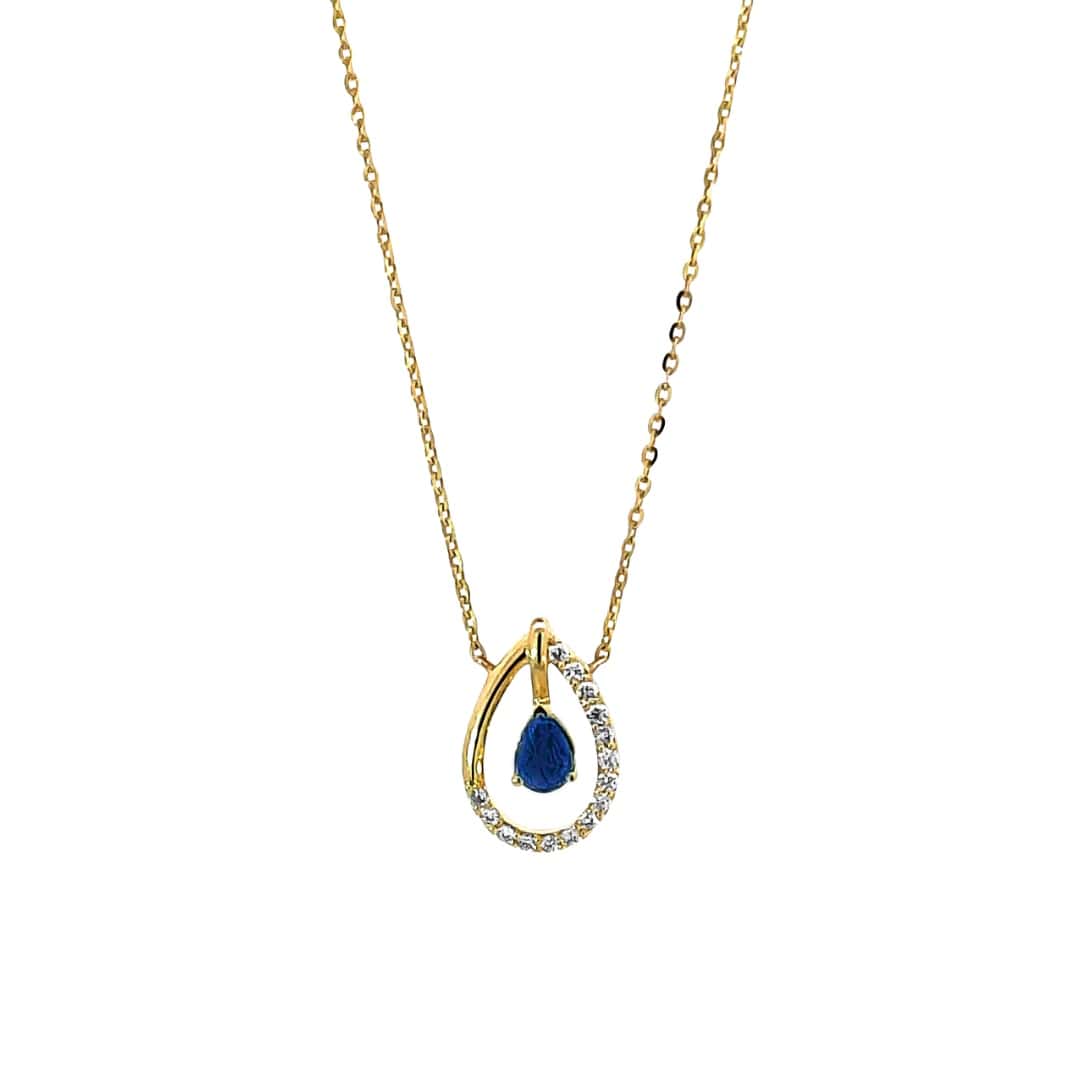 Floating Sapphire and Diamond Teardrop Necklace