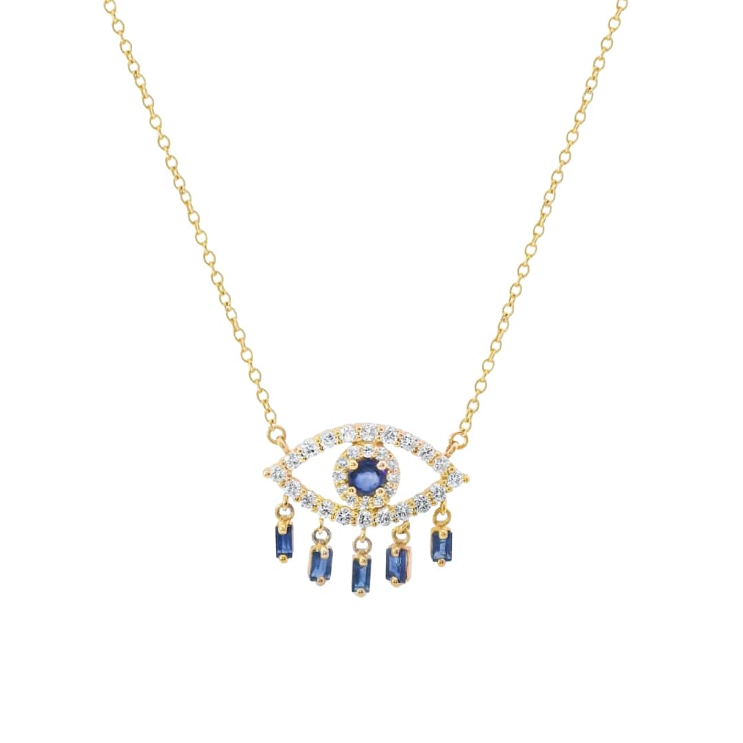 Sapphire and Diamond Evil Eye Necklace