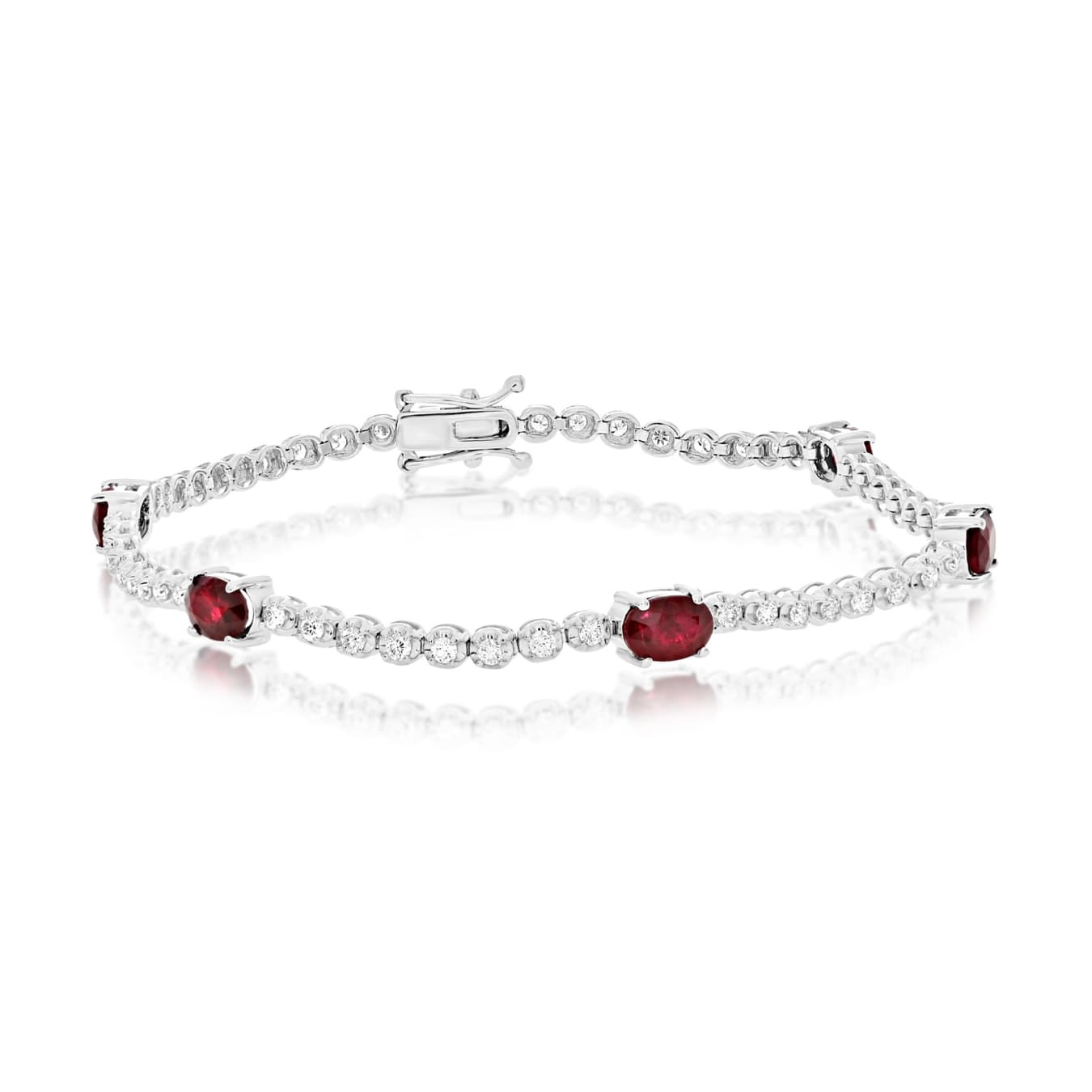 Oval Ruby and Diamond Tennis Bracelet