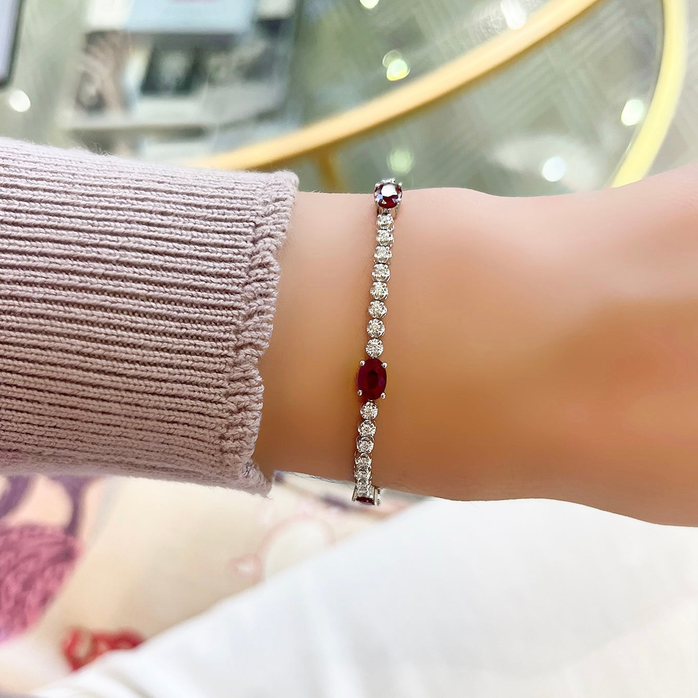 Oval Ruby and Diamond Tennis Bracelet