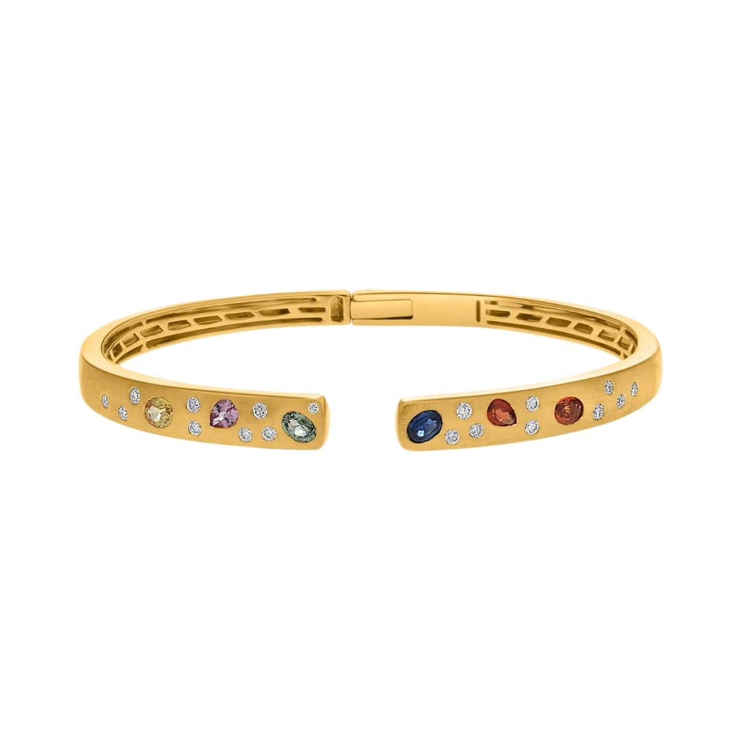 Scattered Fancy Sapphire and Diamond Bangle