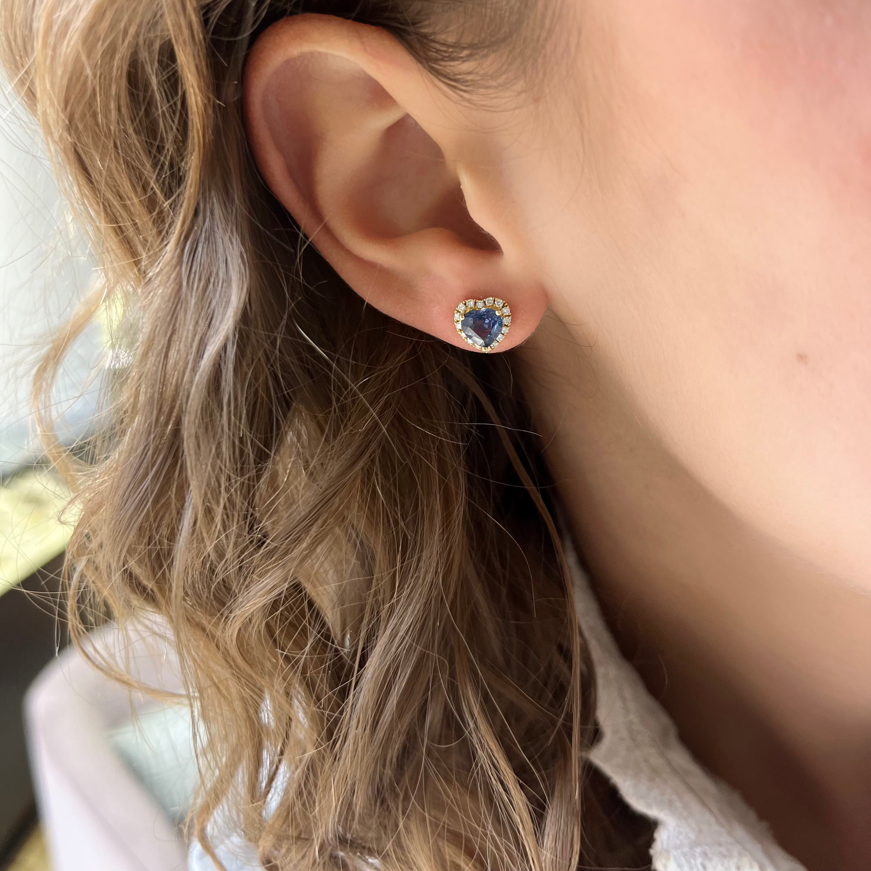 Sapphire and Diamond Heart Earrings