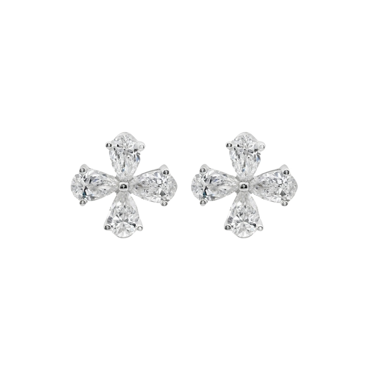 Pear Shape Diamond Flower Earrings