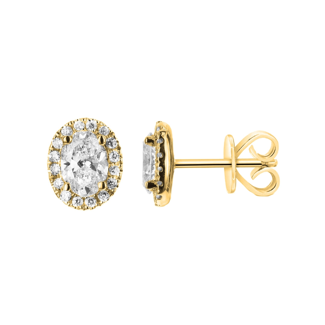 Oval Diamond Halo Stud Earrings