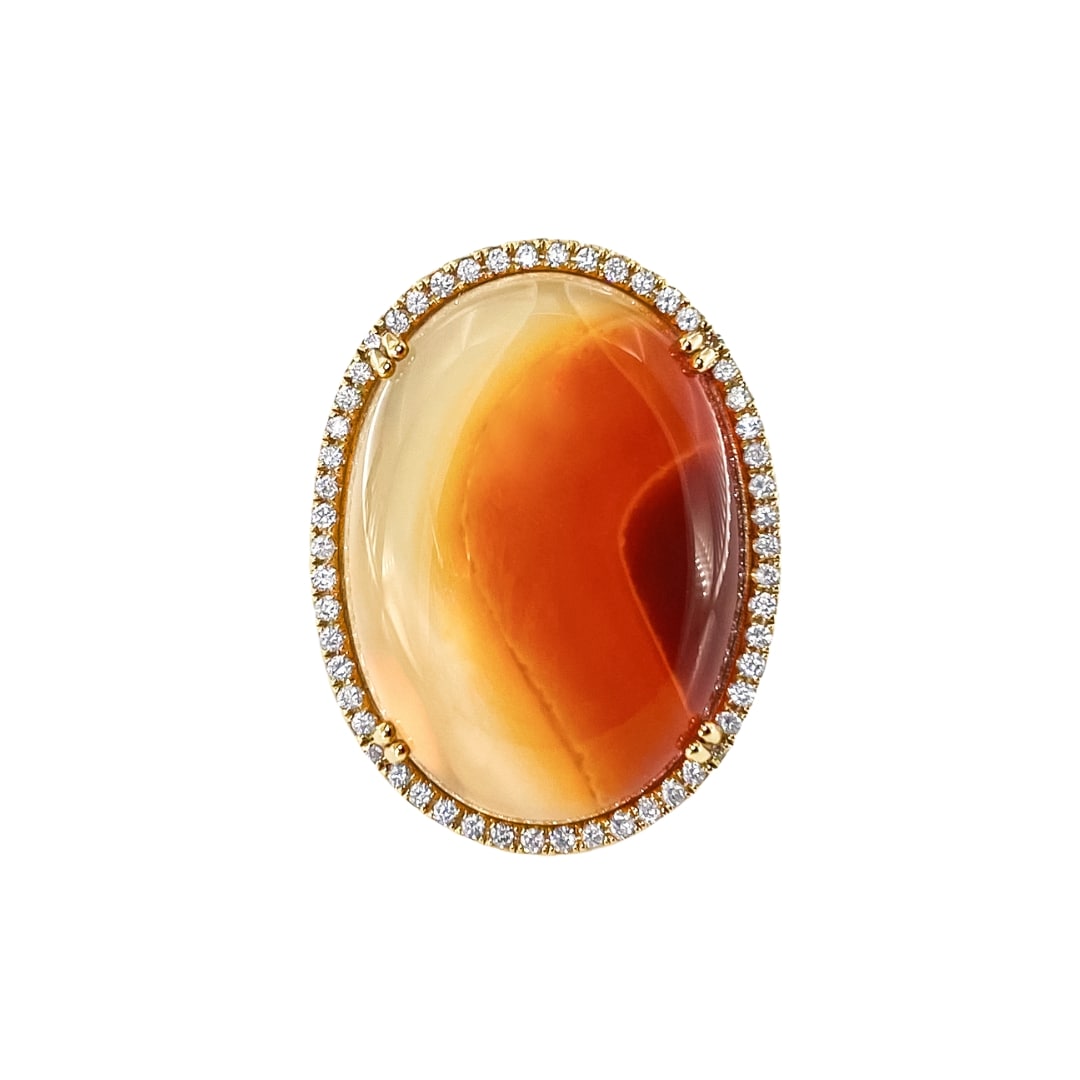 Carnelian and Diamond Statement Ring