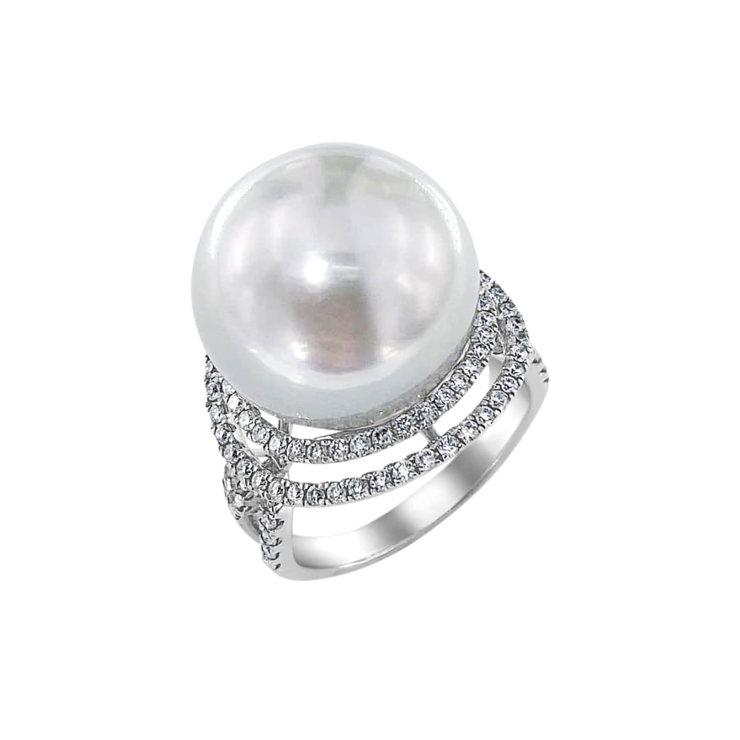 South Sea Pearl and Diamond Cocktail Ring