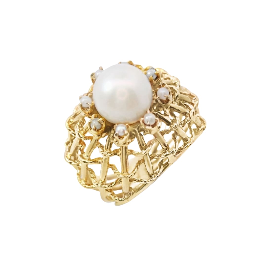 Pearl Halo Dome Ring