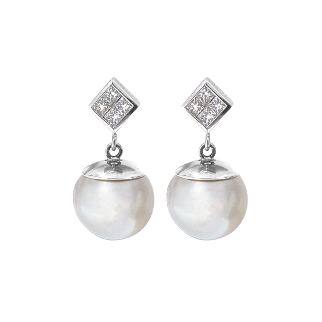 Southsea Pearl and Diamond Drop Earrings