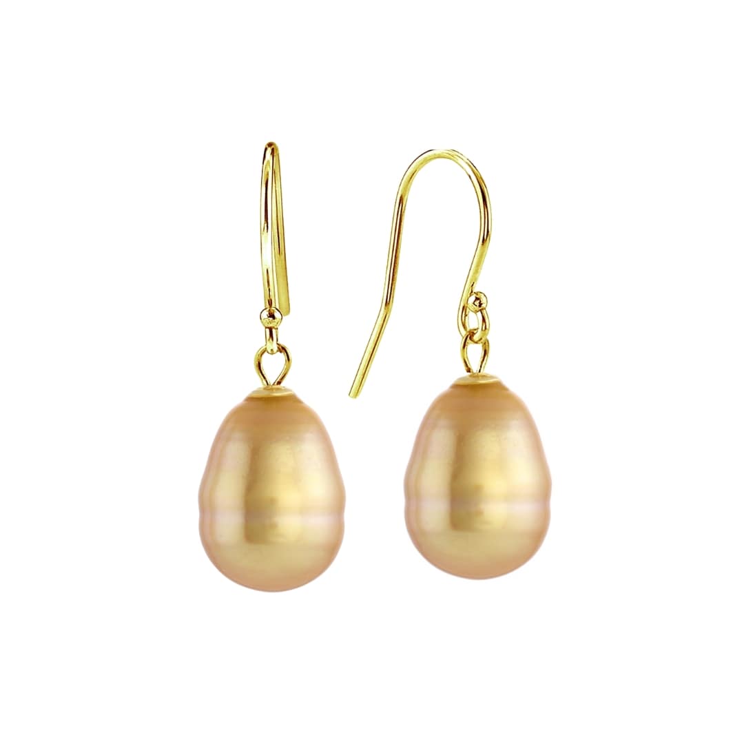 Golden Baroque Pearl Dangle Earrings