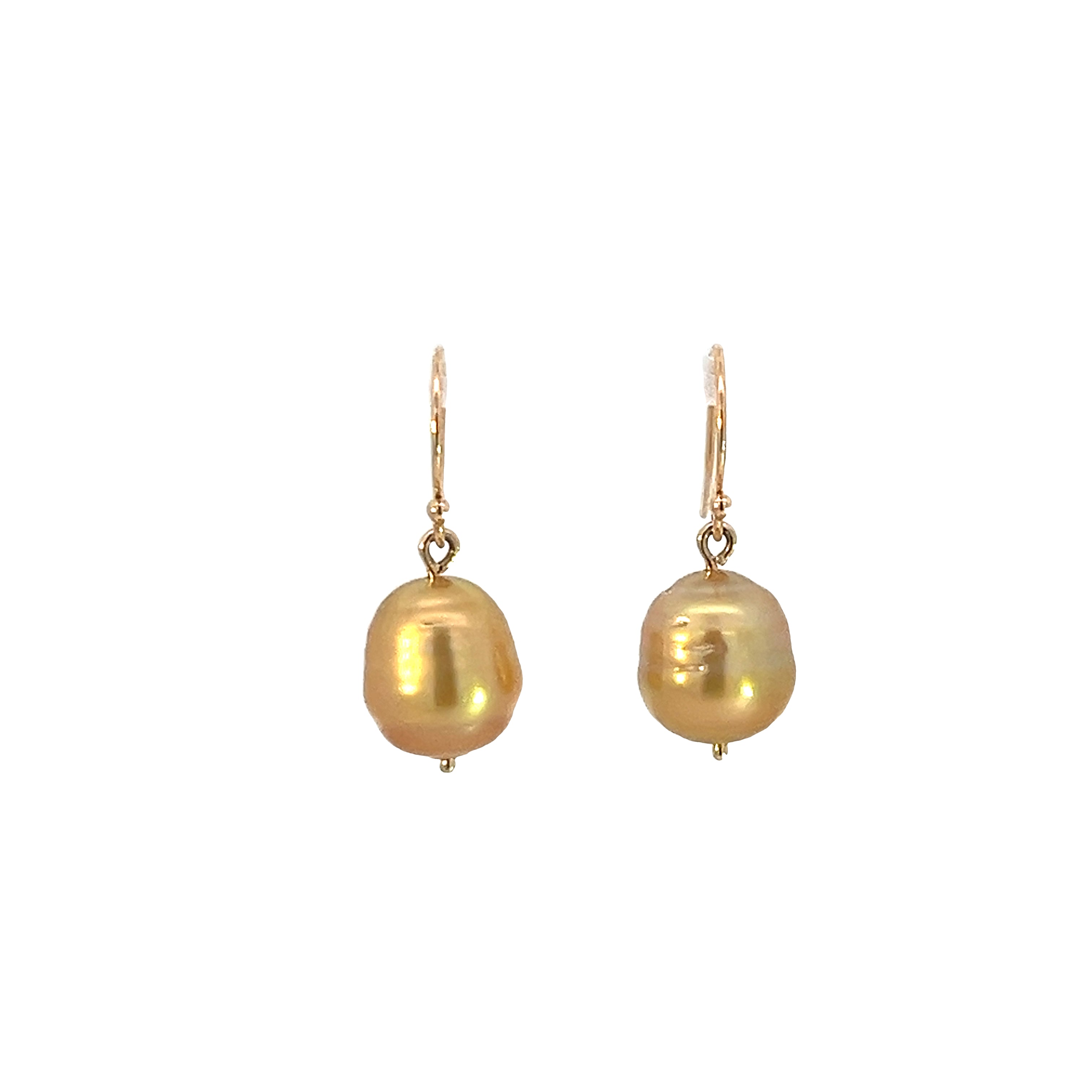 Golden Baroque Pearl Dangle Earrings