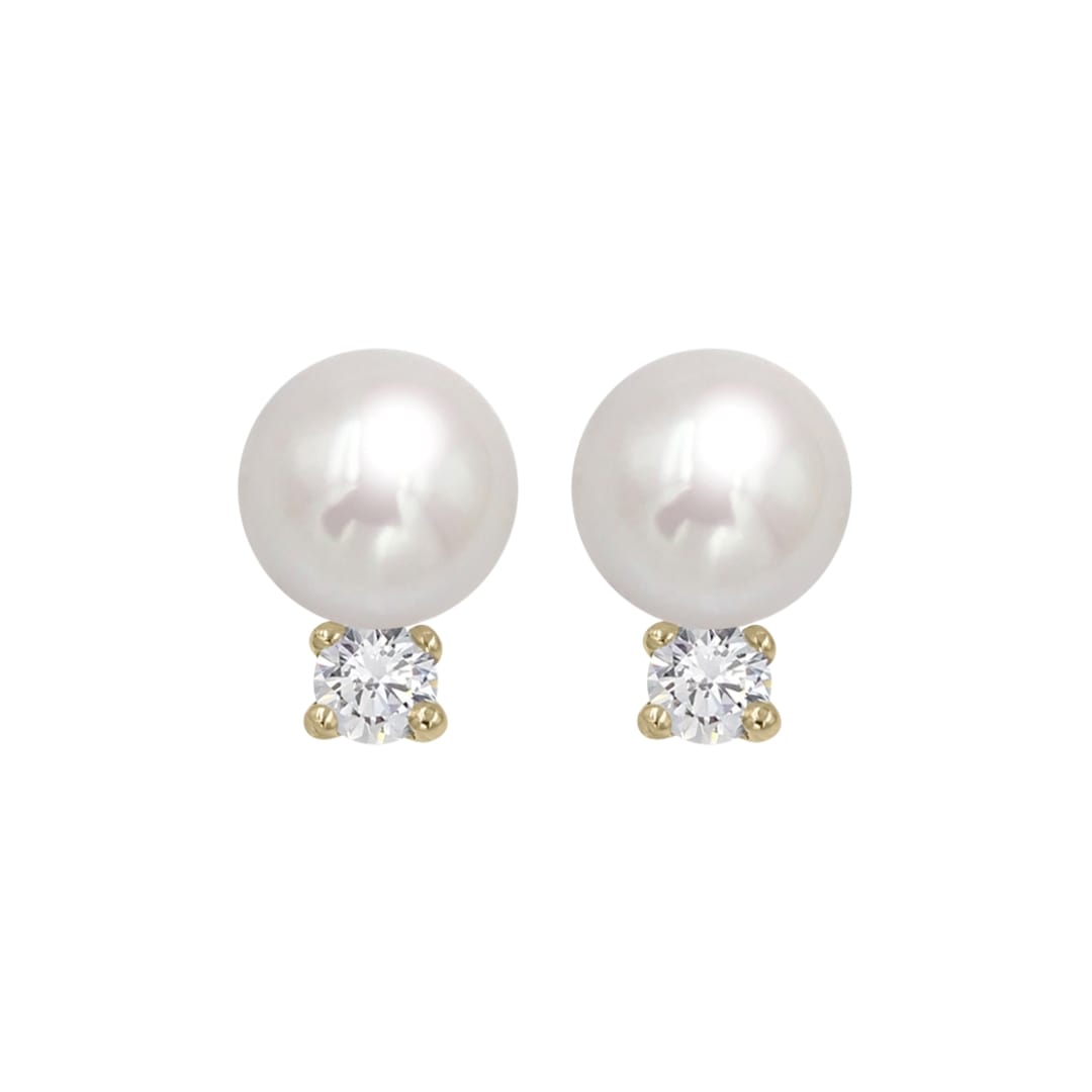 Pearl and Diamond Stud Earrings