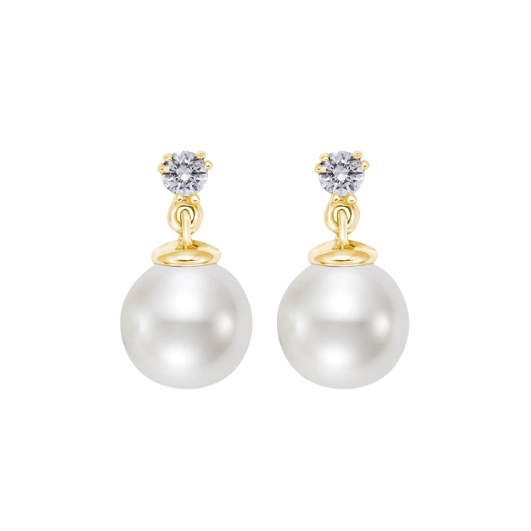 Diamond and Pearl Drop Earrings
