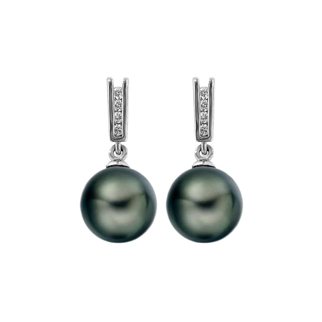 Tahitian Pearl and Diamond Earrings