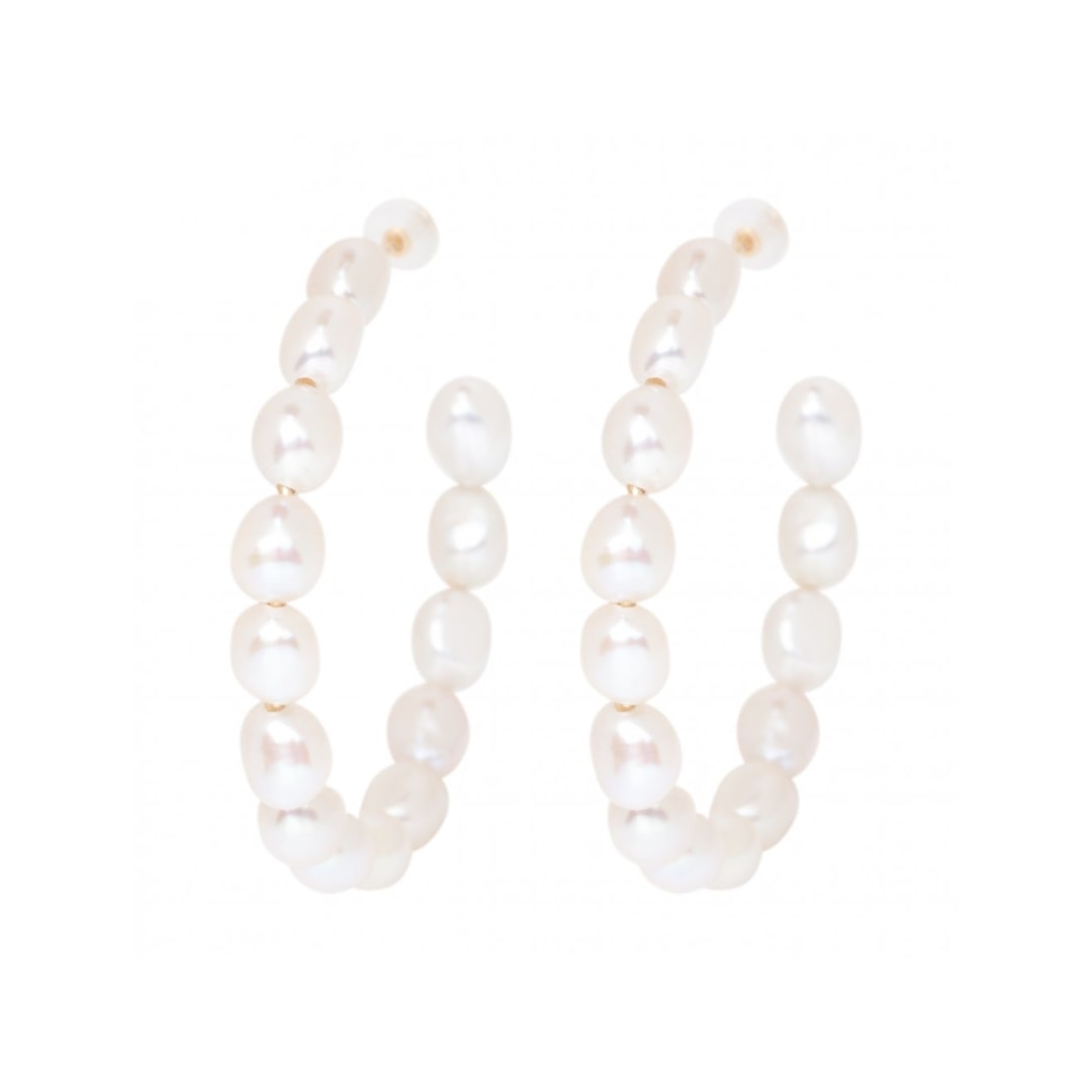 Large Graduated Pearl Hoop Earrings