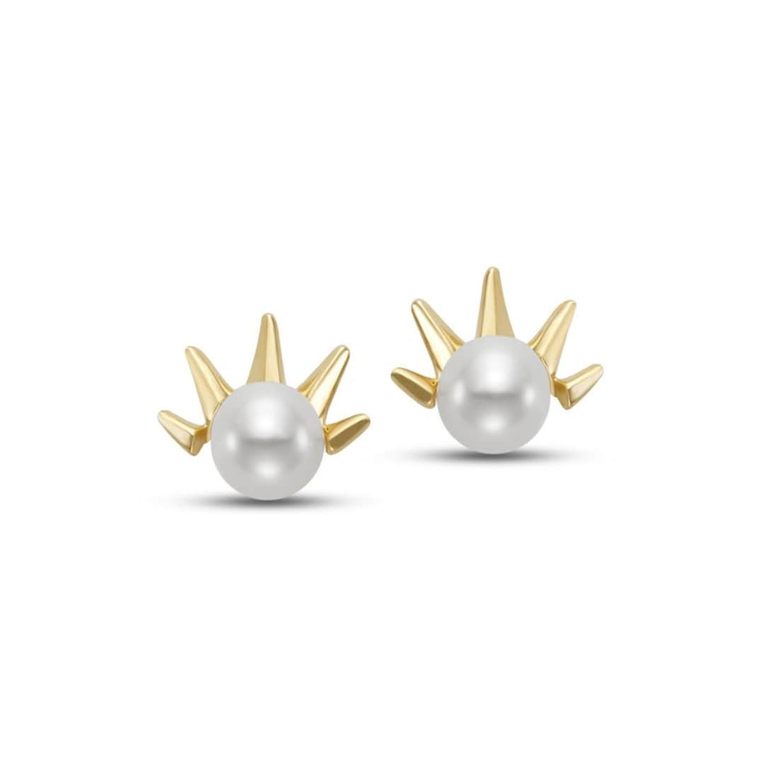 Spiked Pearl Stud Earrings