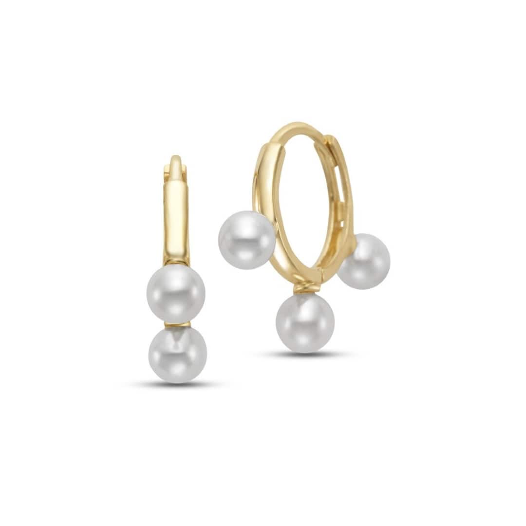 Mini Pearl Trio Huggie Earrings