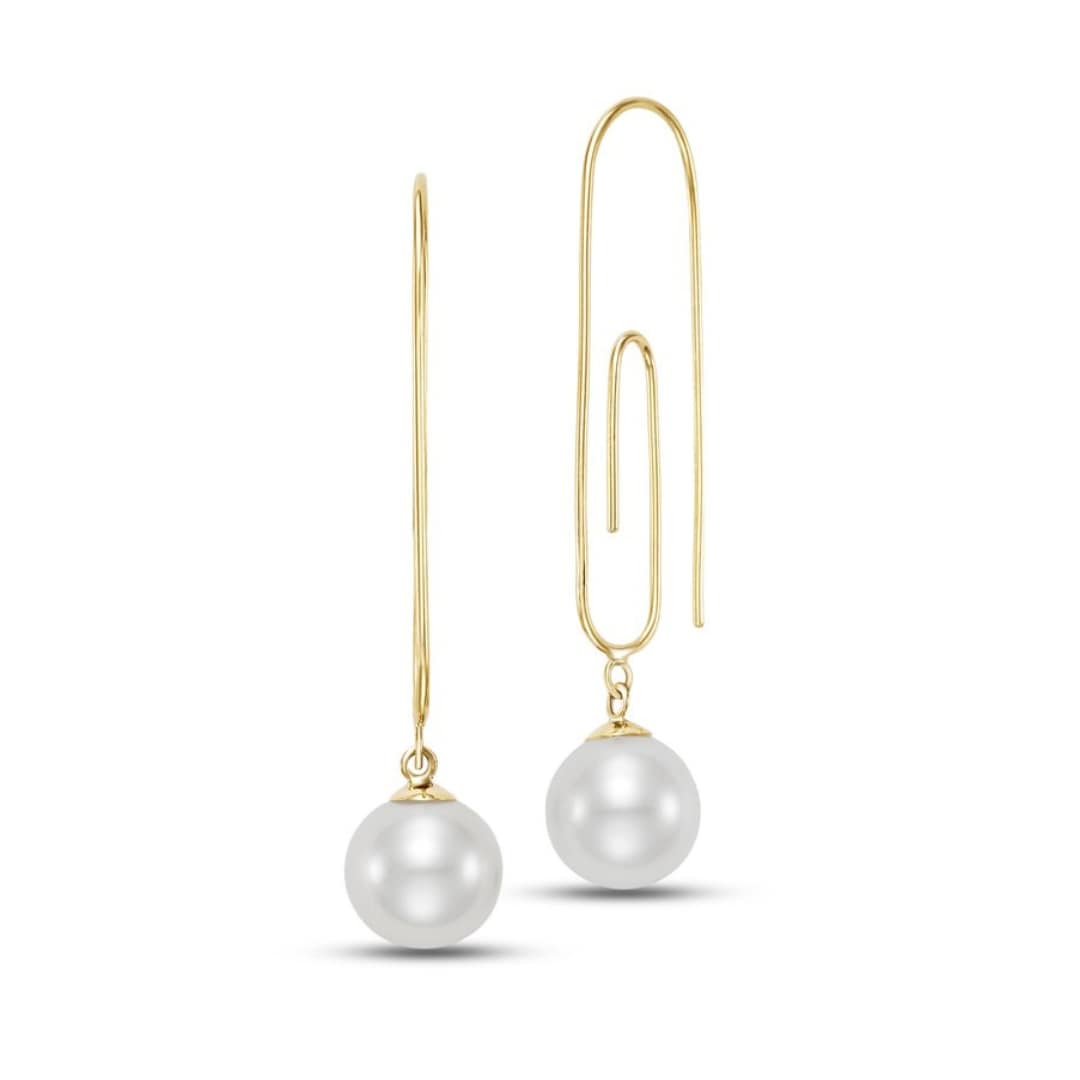 Paperclip Pearl Threader Earrings