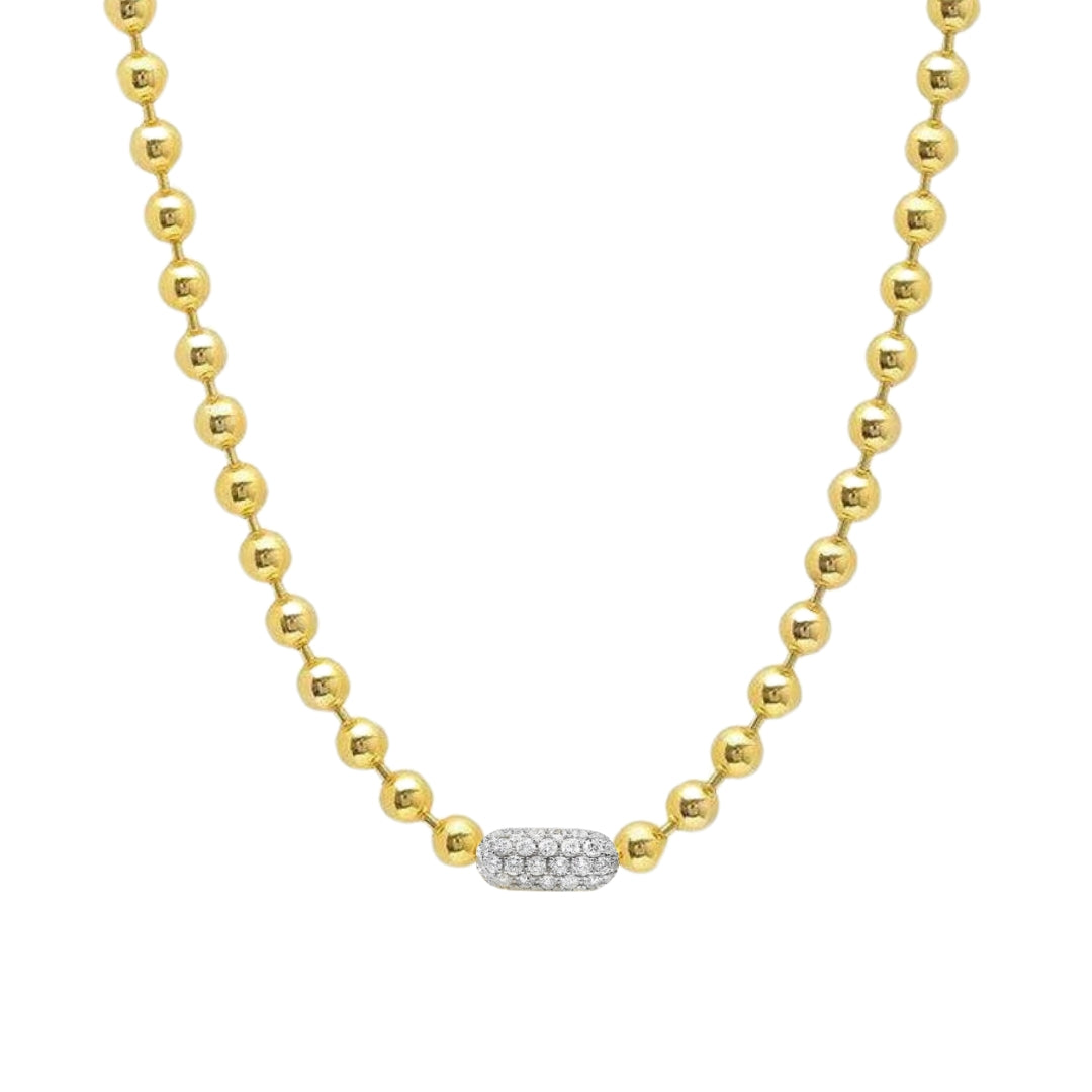 Pave Diamond and Bead Necklace