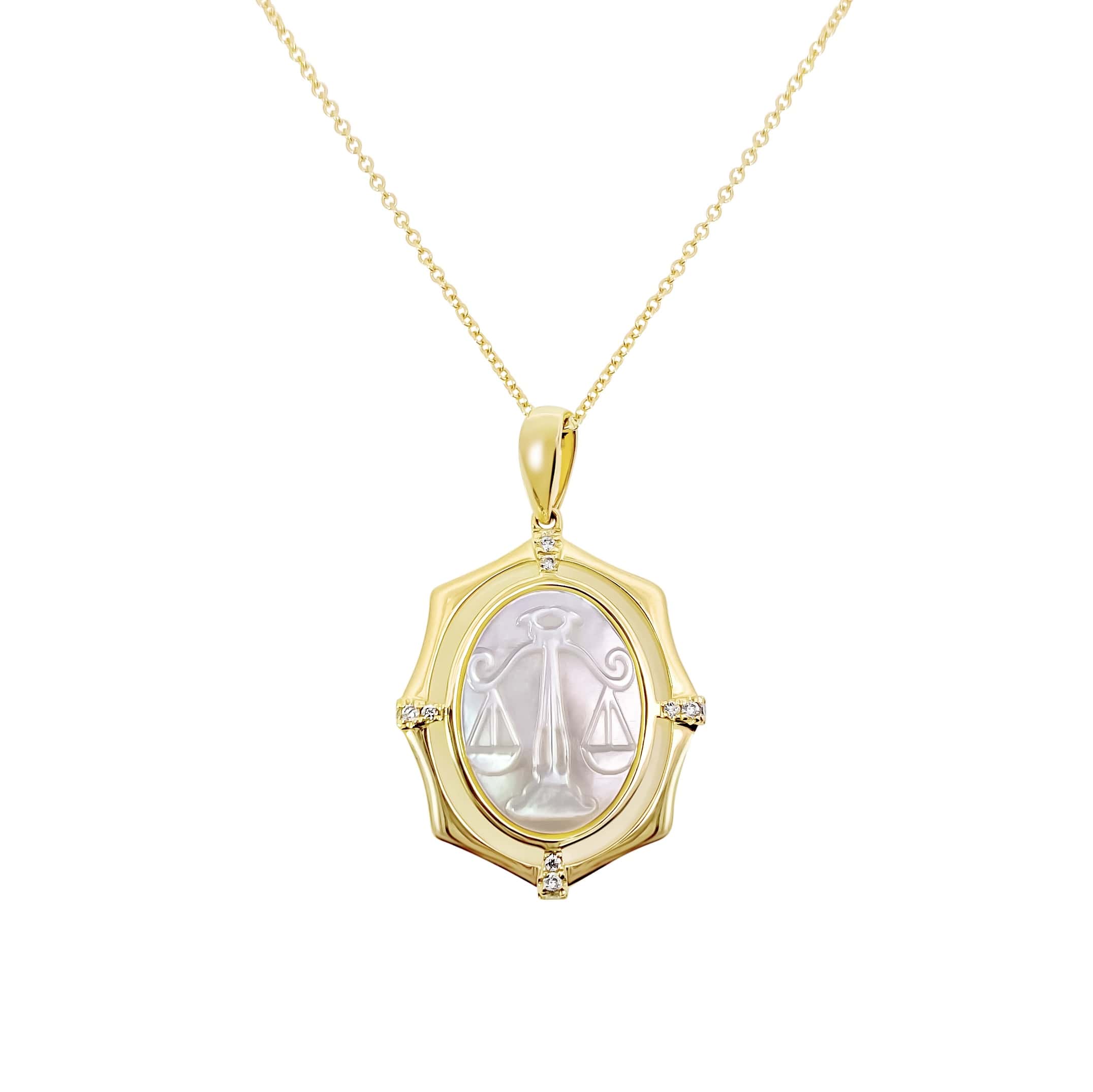 Mother of Pearl Zodiac Pendant Necklace