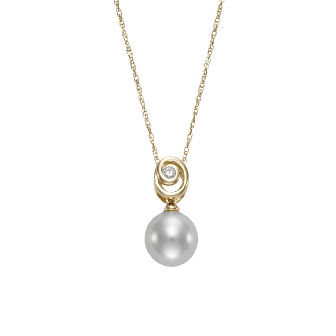Diamond Swirl and Pearl Necklace