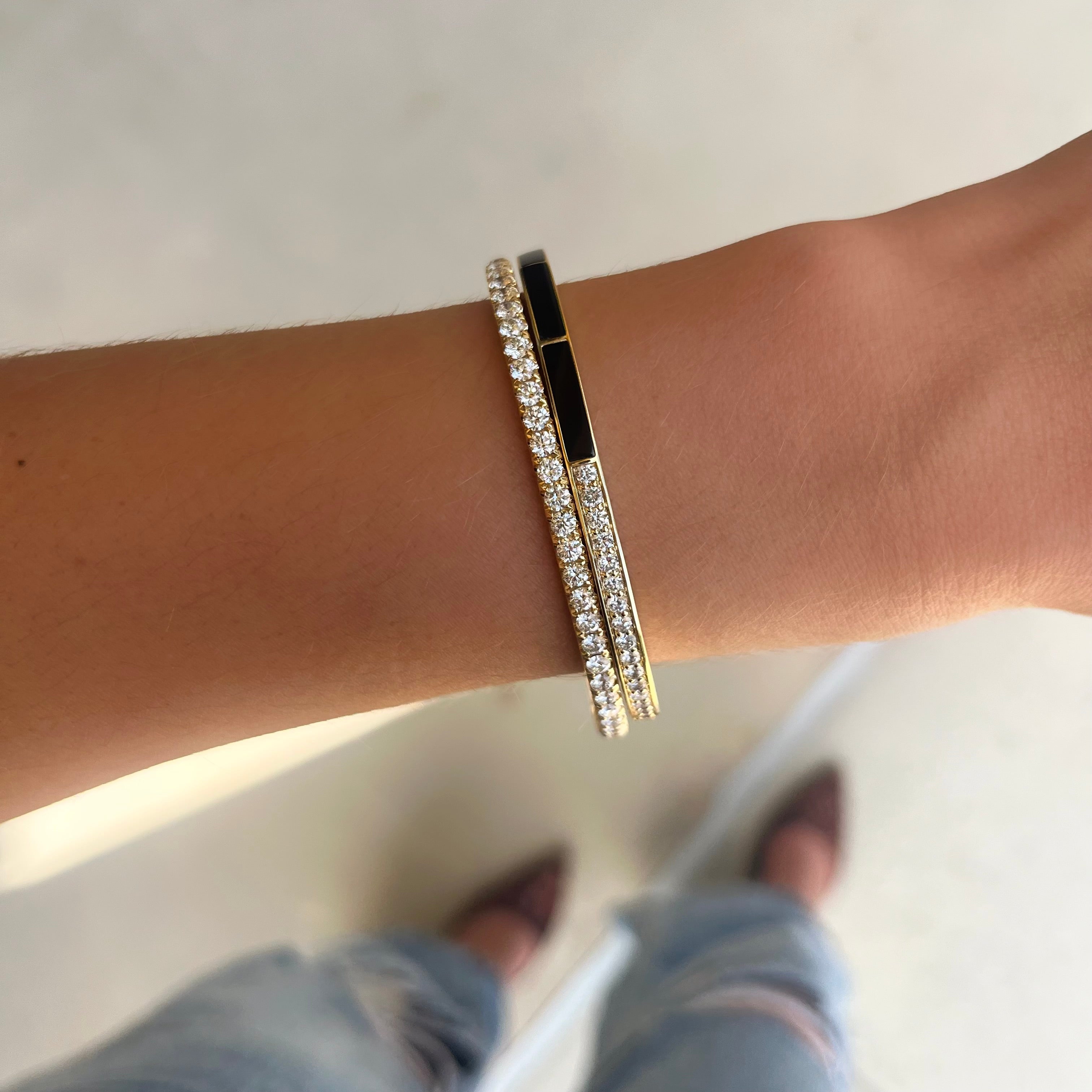 Onyx and Diamond Bangle