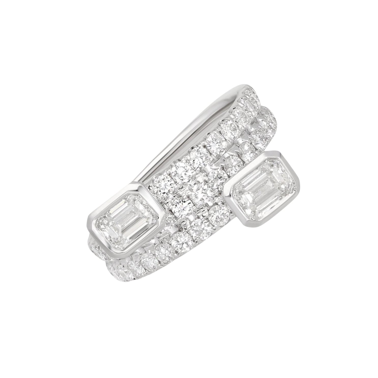 Bezel Set Emerald Cut and Pave Diamond Ring