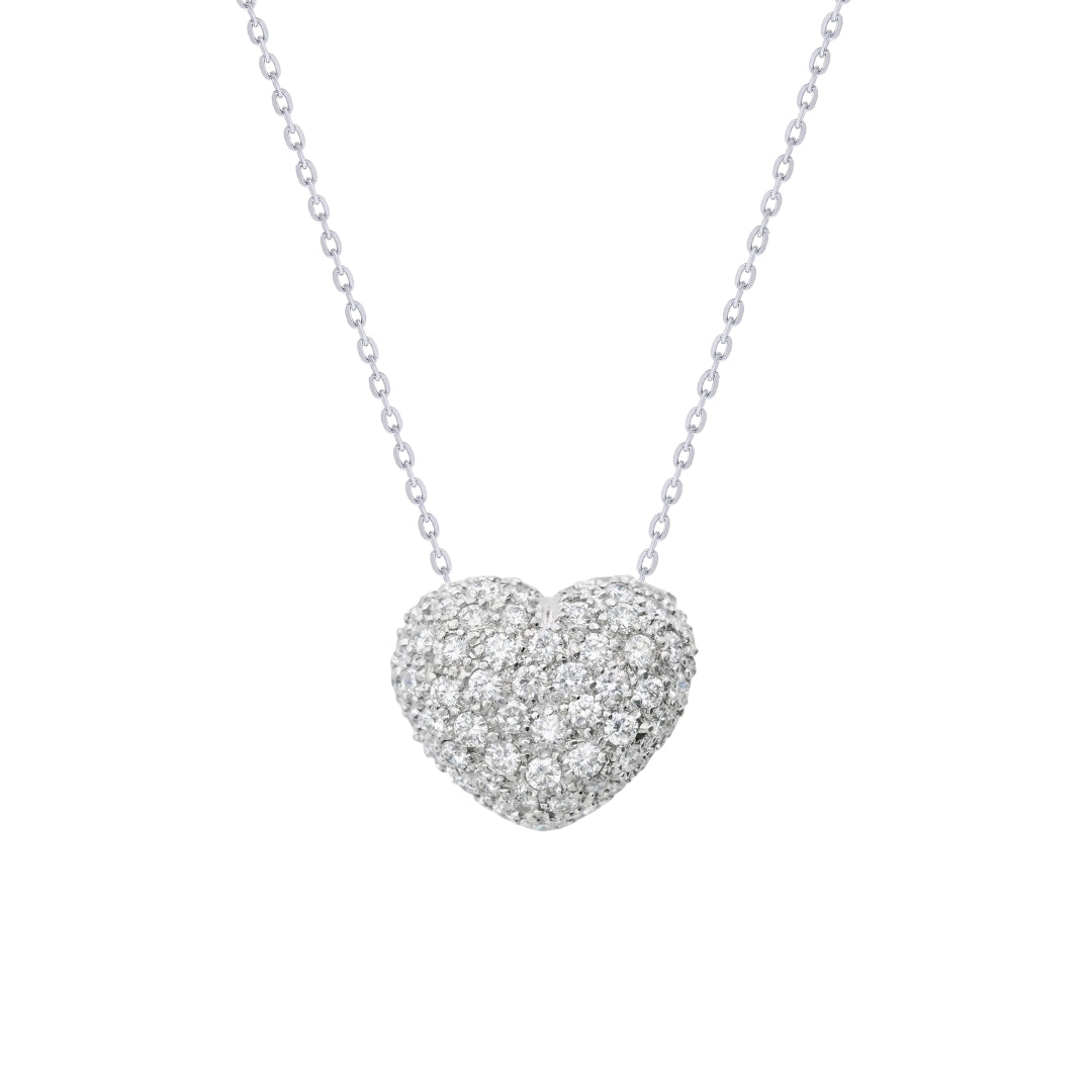 DIAMOND PAVE HEART PENDANT NECKLACE