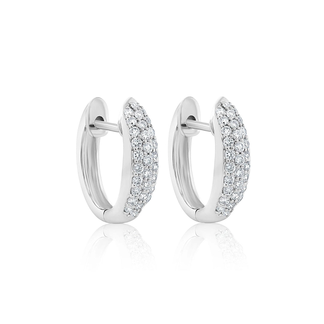 DIAMOND PAVE HOOP HUGGIE EARRINGS