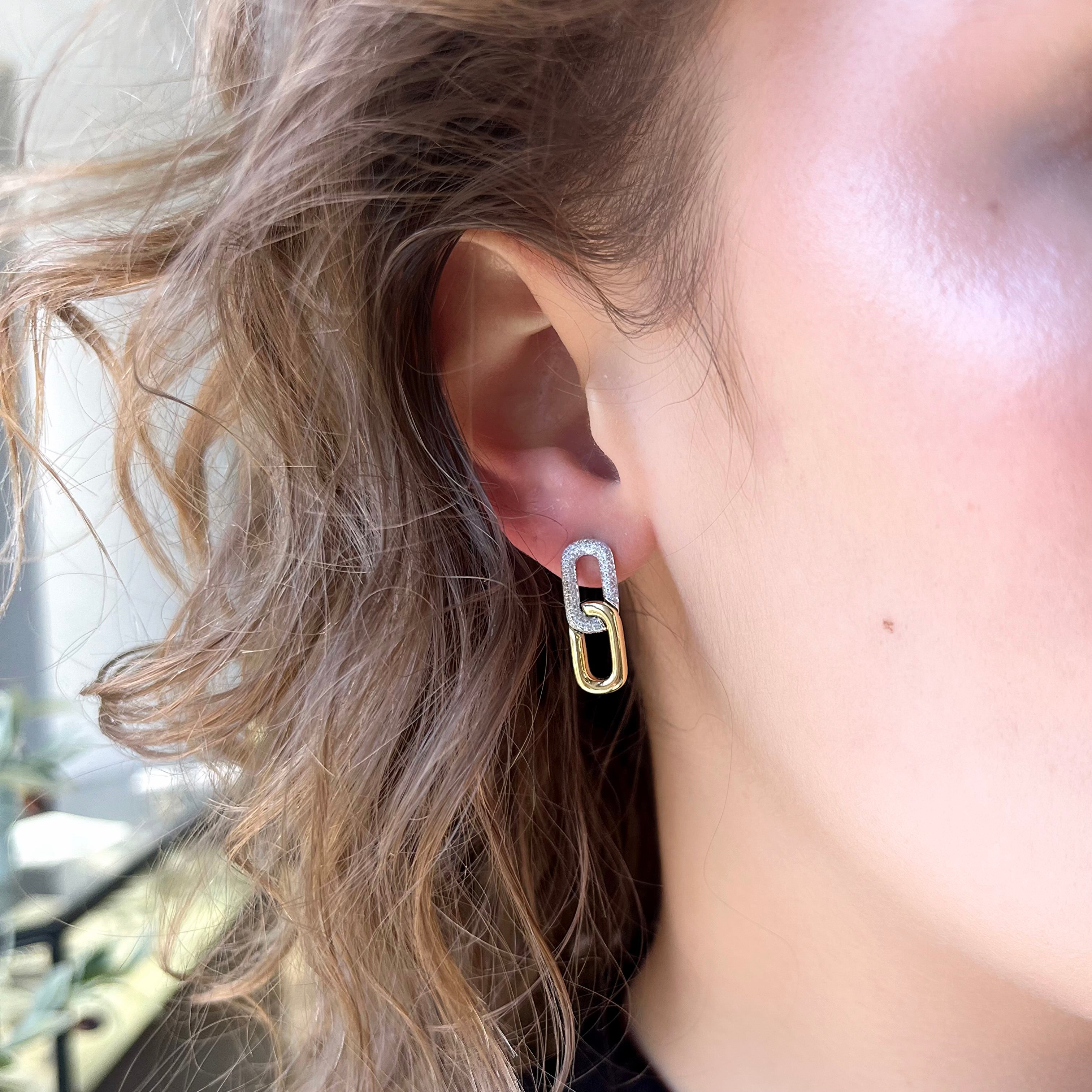 Diamond Paperclip Earrings