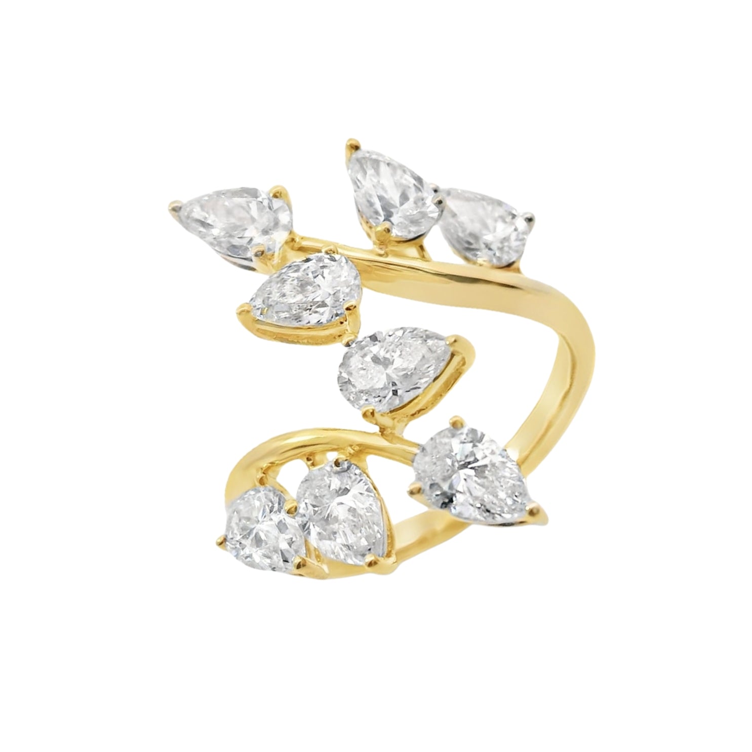 Pear Shape Diamond Crossover Ring