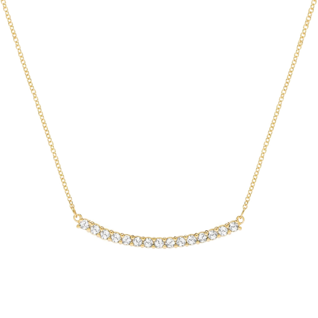 Curved Diamond Bar Necklace