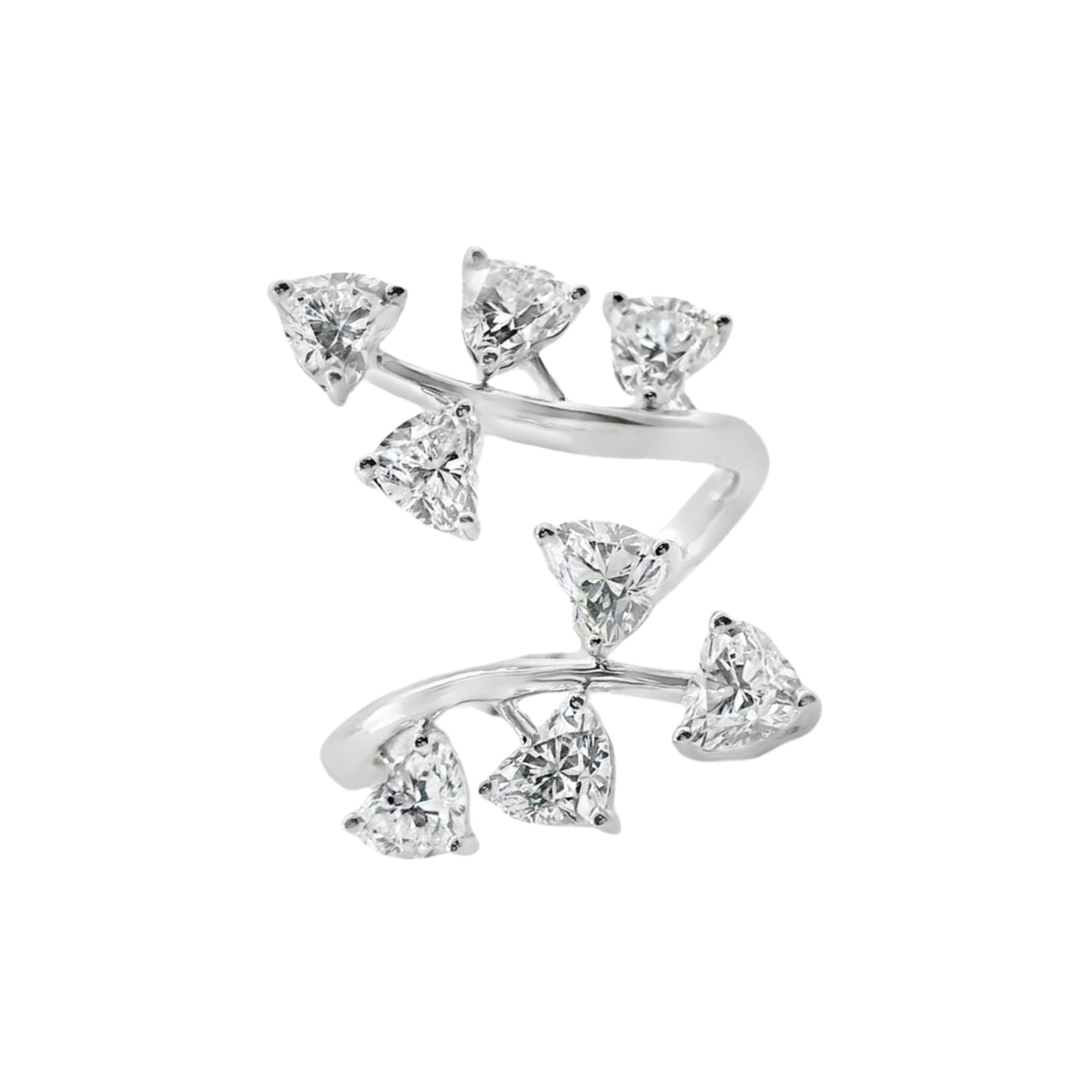 Heart Shape Diamond Crossover Ring