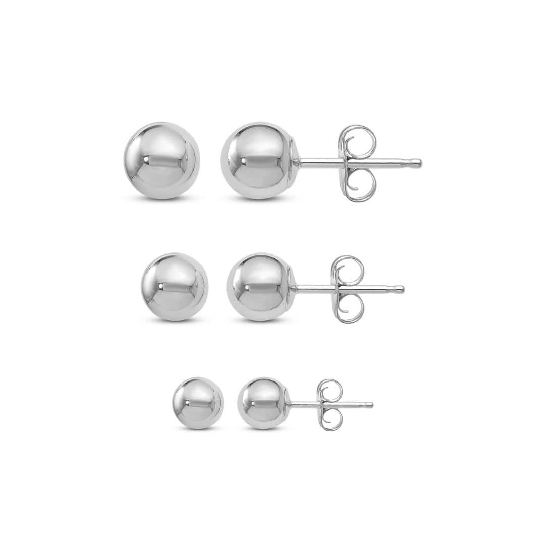 White Gold Ball Stud Earrings