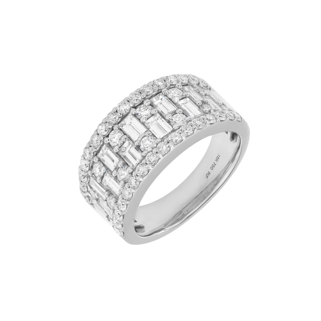 Baguette and Round Diamond Cigar Ring