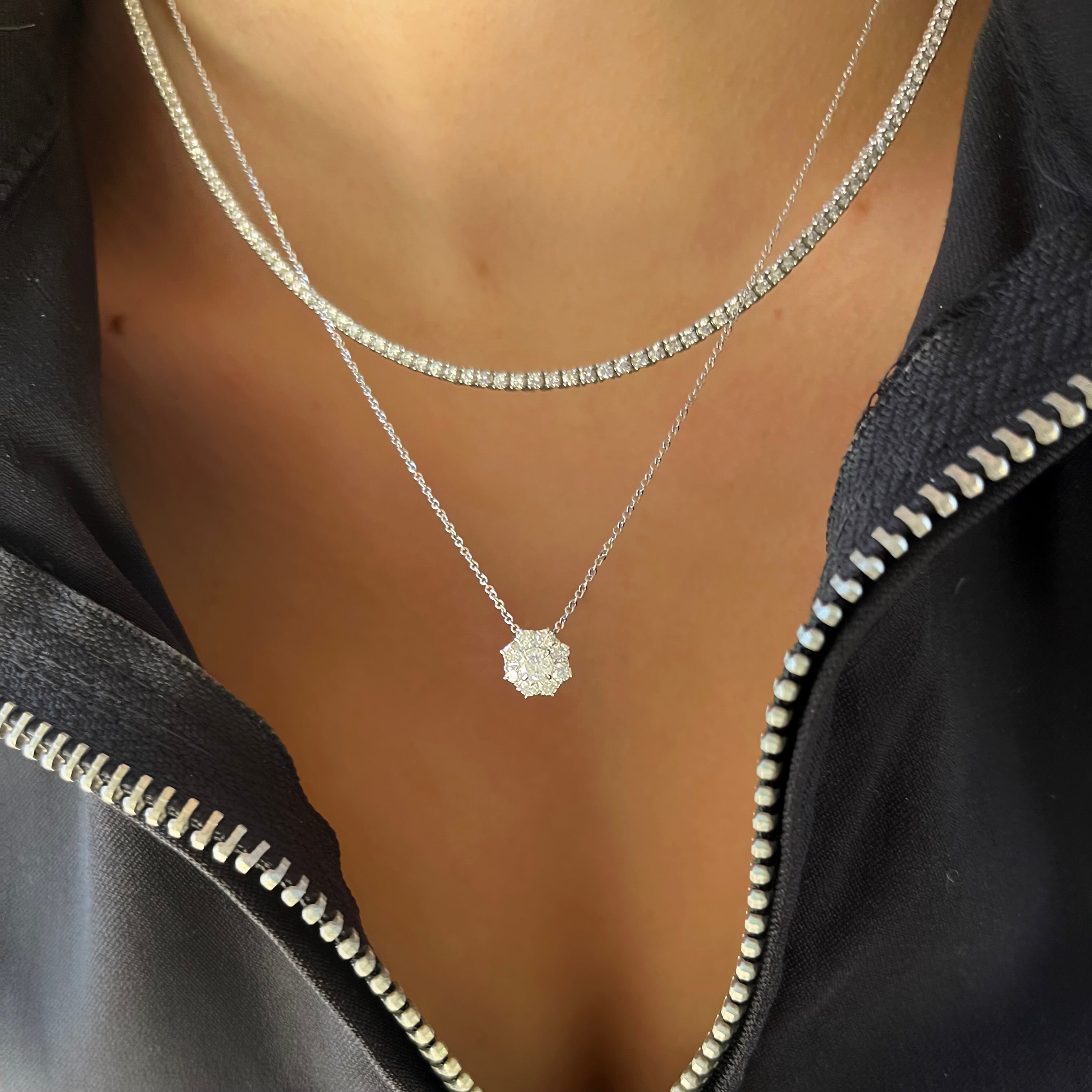 Small Diamond Cluster Necklace