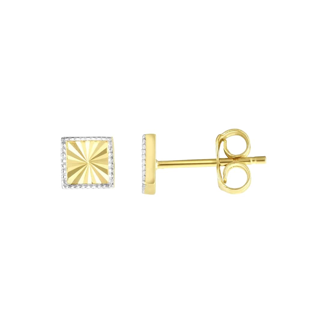 Mini Two-Tone Fluted Square Studs