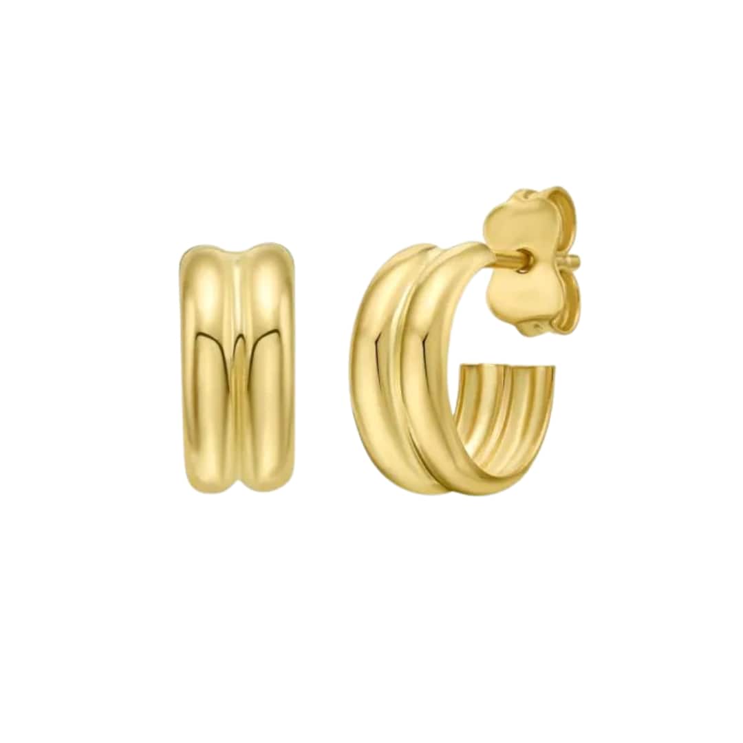 Gold Double Row Huggies