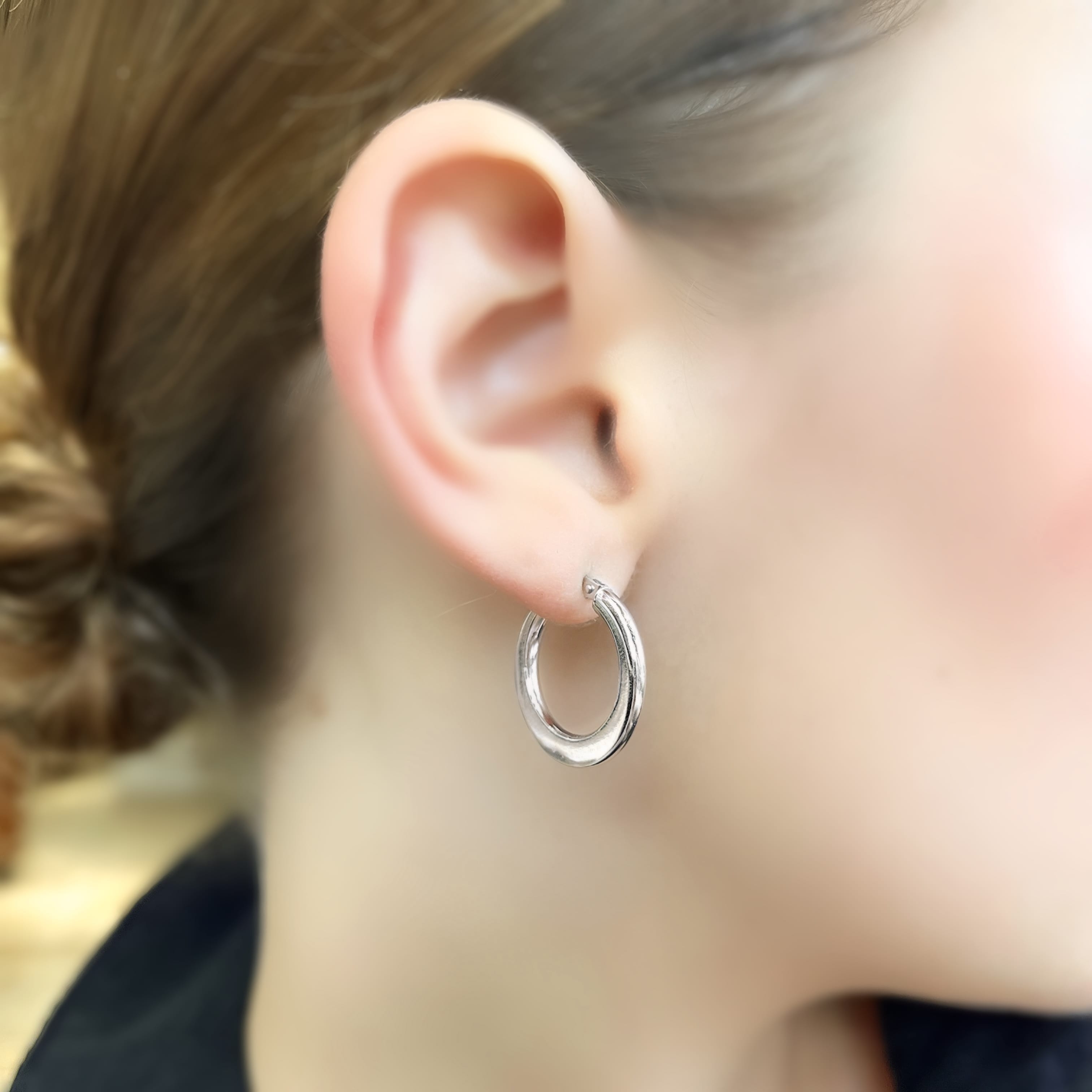 Flat White Gold Hoops